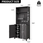 Mobile bar alto con luci LED, dispenser per liquori, portabottiglie e portabicchieri